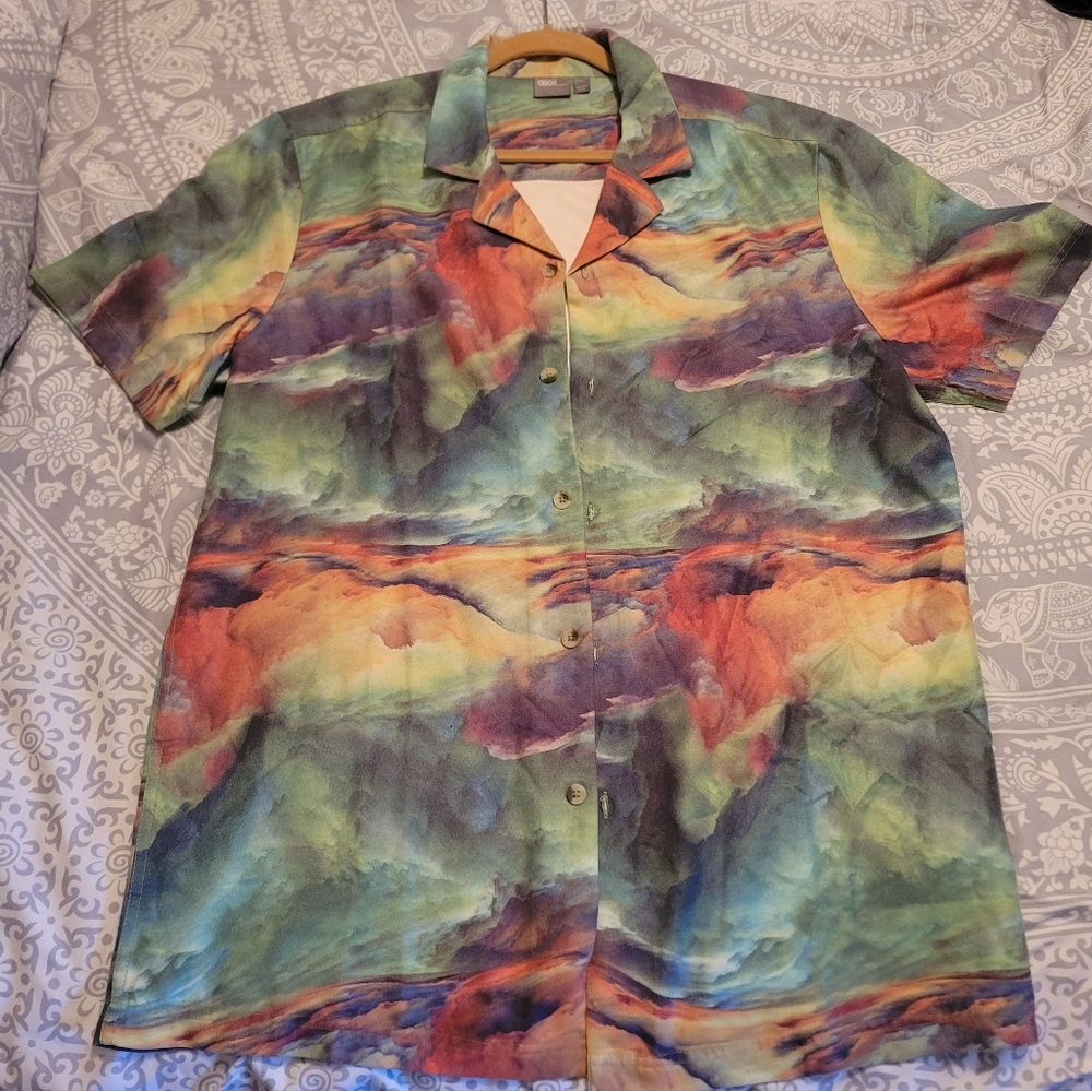 Asos Button Down Rainbow Marble - image 1